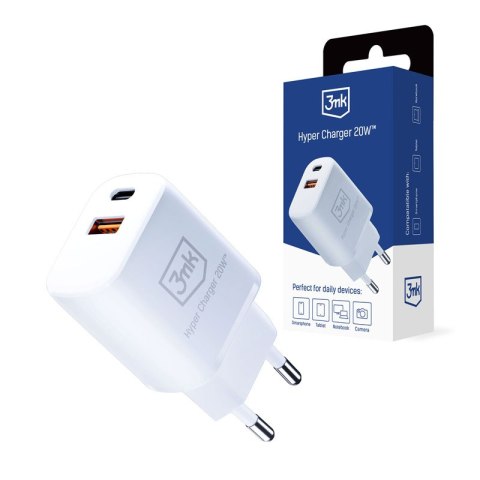 3mk Hyper Charger - Ładowarka sieciowa USB-A QC 3.0 + USB-C PD 20W (Biały) 3mk Hyper Charger - Ładowarka sieciowa USB-A QC 3.0 + USB-C PD 20W (Biały)