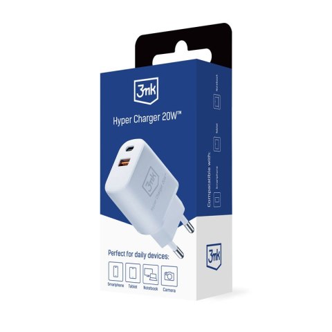 3mk Hyper Charger - Ładowarka sieciowa USB-A QC 3.0 + USB-C PD 20W (Biały) 3mk Hyper Charger - Ładowarka sieciowa USB-A QC 3.0 + USB-C PD 20W (Biały)