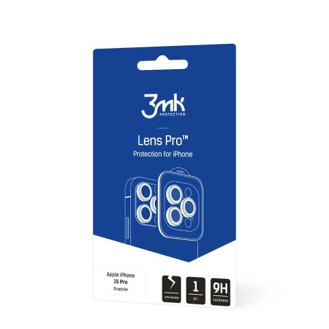 3mk Lens Protection Pro - Szkło na obiektyw aparatu iPhone 15 Pro (Grafitowy) 3mk Lens Protection Pro - Szkło na obiektyw aparatu iPhone 15 Pro (Grafitowy)