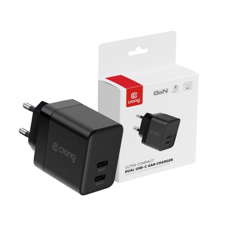 Crong - Zestaw ładowarka GaN PD 35W plus ładowarka bezprzewodowa PowerSpot Pivot Stand 3w1 do iPhone, Samsung & Android Crong - Zestaw ładowarka GaN PD 35W plus ładowarka bezprzewodowa PowerSpot Pivot Stand 3w1 do iPhone, Samsung & Android