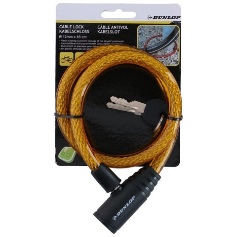 Dunlop - Zapięcie do roweru spiralne na klucz 65 cm (pomarańczowy) Dunlop - Zapięcie do roweru spiralne na klucz 65 cm (pomarańczowy)