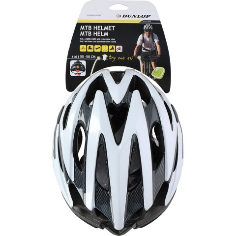 Dunlop - Kask rowerowy regulowany MTB r. M 55-58 cm (biało-czarny) Dunlop - Kask rowerowy regulowany MTB r. M 55-58 cm (biało-czarny)
