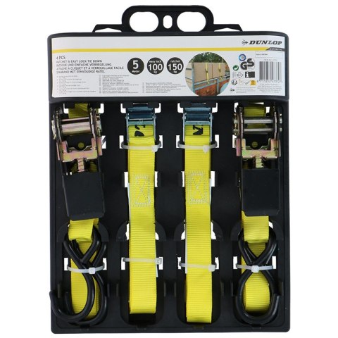 Dunlop - Pasy transportowe z napinaczem 4 szt. 5m / 150 kg Dunlop - Pasy transportowe z napinaczem 4 szt. 5m / 150 kg