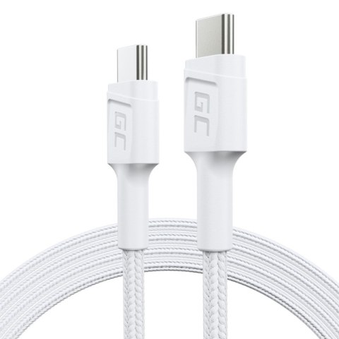 Green Cell PowerStream - Kabel Przewód USB-C - USB-C 120 cm Power Delivery 60W, QC 3.0 (biały) Green Cell PowerStream - Kabel Przewód USB-C - USB-C 120 cm Power Delivery 60W, QC 3.0 (biały)