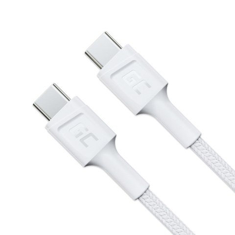 Green Cell PowerStream - Kabel Przewód USB-C - USB-C 30 cm Power Delivery 60W, QC 3.0 (biały) Green Cell PowerStream - Kabel Przewód USB-C - USB-C 30 cm Power Delivery 60W, QC 3.0 (biały)