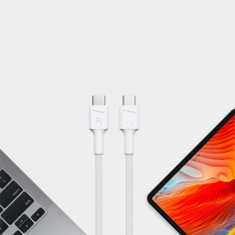 Green Cell PowerStream - Kabel Przewód USB-C - USB-C 30 cm Power Delivery 60W, QC 3.0 (biały) Green Cell PowerStream - Kabel Przewód USB-C - USB-C 30 cm Power Delivery 60W, QC 3.0 (biały)