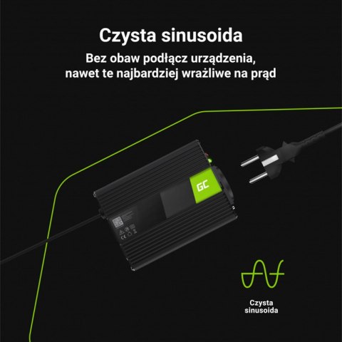 Green Cell - Przetwornica napięcia Inwerter 12V na 230V 150W/300W Czysta sinusoida Green Cell - Przetwornica napięcia Inwerter 12V na 230V 150W/300W Czysta sinusoida