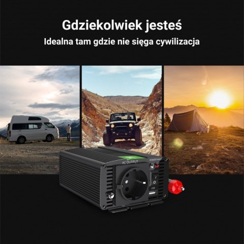 Green Cell - Przetwornica napięcia Inwerter 12V na 230V 150W/300W Czysta sinusoida Green Cell - Przetwornica napięcia Inwerter 12V na 230V 150W/300W Czysta sinusoida