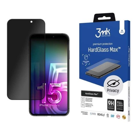 3MK HardGlass Max Privacy - Szkło hartowane z filtrem prywatyzującym do iPhone 15 Pro (czarny) 3MK HardGlass Max Privacy - Szkło hartowane z filtrem prywatyzującym do iPhone 15 Pro (czarny)