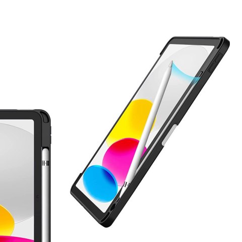 Crong PrimeFolio - Etui iPad 10.9" (2022) z podstawką i schowkiem na Apple Pencil (czarny/przezroczysty)