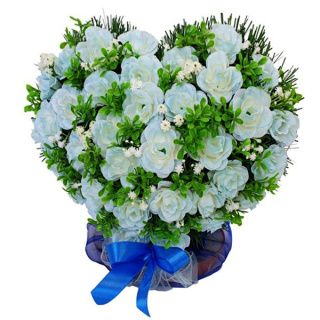 STROIK SERCE 33cm x 27cm NA MAŁY GRÓB KOMPOZYCJA RÓŻ SERDUSZKO NA CMENTARZ