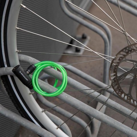 Dunlop - Zapięcie do roweru spiralne na klucz 90 cm (Zielony) Dunlop - Zapięcie do roweru spiralne na klucz 90 cm (Zielony)