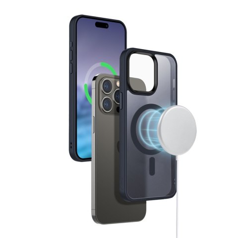 Crong Hybrid Frost MAG Cover - Etui iPhone 15 Pro MagSafe (granatowy) Crong Hybrid Frost MAG Cover - Etui iPhone 15 Pro MagSafe (granatowy)