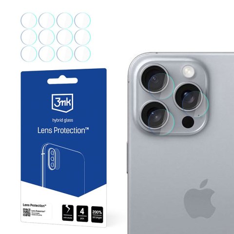 3mk Lens Protection - Szkło na obiektyw aparatu iPhone 16 Pro (4 zestawy) 3mk Lens Protection - Szkło na obiektyw aparatu iPhone 16 Pro (4 zestawy)