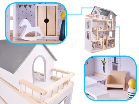 Domek dla lalek drewniany mebelki 80cm Domek dla lalek drewniany mebelki 80cm