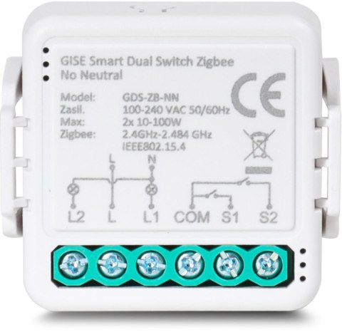 GISE Smart Podwójny moduł przekaźnikowy (bez N) Zigbee | Tuya | GDS-ZB-NN GISE GISE Smart Podwójny moduł przekaźnikowy (bez N) Zigbee | Tuya | GDS-ZB-NN GISE
