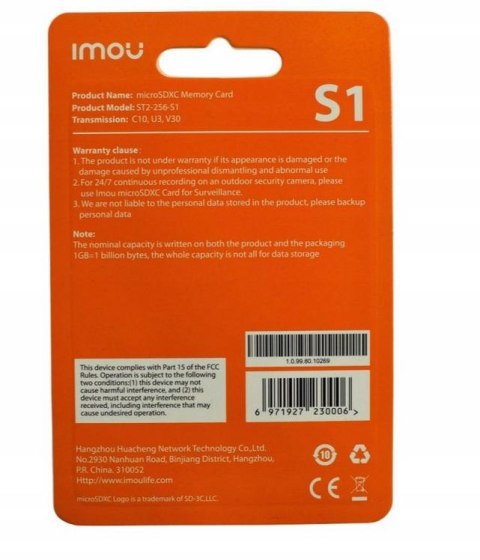 Karta pamięci microSD IMOU ST2-256-S1 256GB IMOU Karta pamięci microSD IMOU ST2-256-S1 256GB IMOU