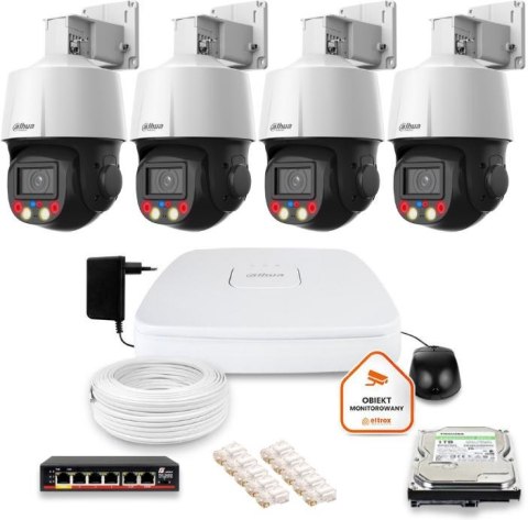 Zestaw monitoringu IP Dahua 4 kamery obrotowe 4MPx dysk 1TB Zestaw monitoringu IP Dahua 4 kamery obrotowe 4MPx dysk 1TB