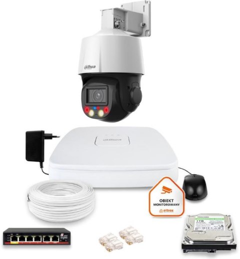 Zestaw monitoringu iP Dahua kamera obrotowa 4MPx dysk 1TB Zestaw monitoringu iP Dahua kamera obrotowa 4MPx dysk 1TB