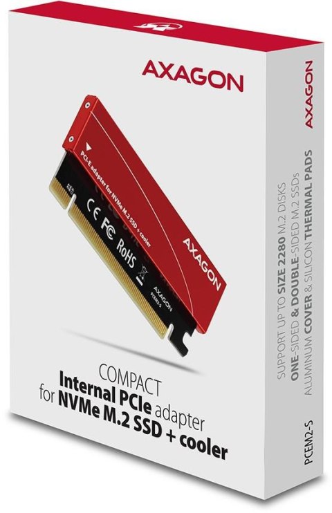 Axagon PCEM2-S Adapter wewnętrzny PCIe x16, 1x M.2 NVMe M-ke AXAGON Axagon PCEM2-S Adapter wewnętrzny PCIe x16, 1x M.2 NVMe M-ke AXAGON
