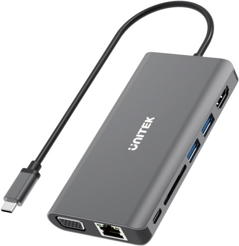 Adapter Unitek D1019A HUB 8w1 USB3.1 Typ-C z Power Delivery 100W UNITEK Adapter Unitek D1019A HUB 8w1 USB3.1 Typ-C z Power Delivery 100W UNITEK