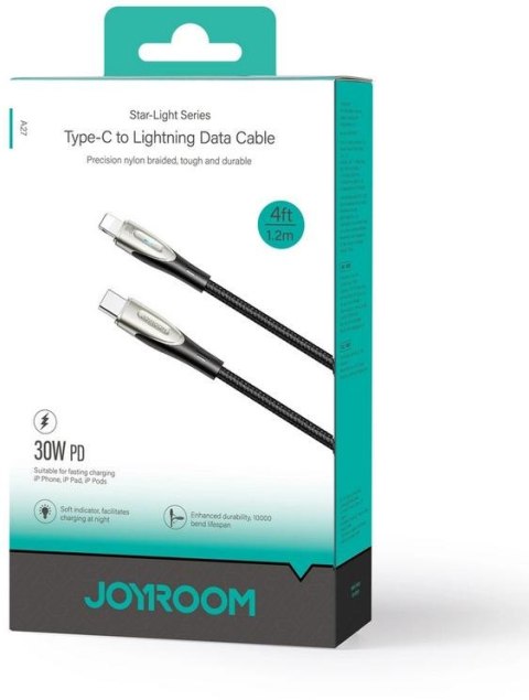 Kabel USB-C / Lightning Joyroom Star-Light Series SA27-CL3 120cm 30W w oplocie czarny JOYROOM Kabel USB-C / Lightning Joyroom Star-Light Series SA27-CL3 120cm 30W w oplocie czarny JOYROOM