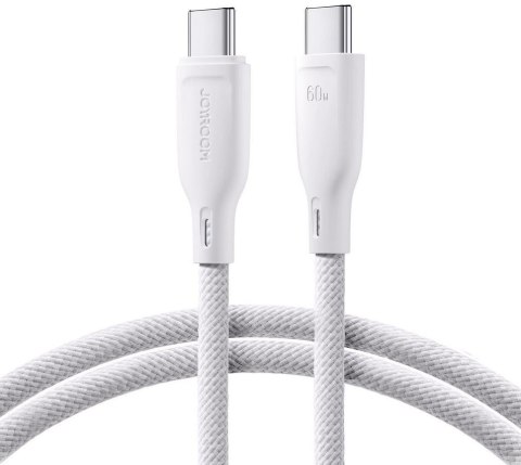 Kabel USB-C / USB-C Joyroom SA34-CC3 100cm 60W 5A PD w oplocie biały JOYROOM Kabel USB-C / USB-C Joyroom SA34-CC3 100cm 60W 5A PD w oplocie biały JOYROOM