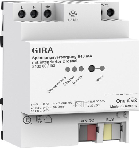 GIRA zasilacz 640 mA z dławikiem KNX ONE 213000 GIRA GIRA zasilacz 640 mA z dławikiem KNX ONE 213000 GIRA