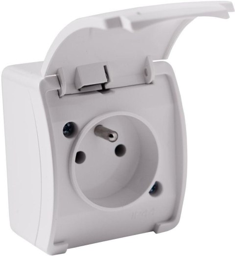 Gniazdo natynkowe pojedyncze z uziemieniem, z klapką VIPLAST KOALA BIAŁE IP44 161-01 VIPLAST Gniazdo natynkowe pojedyncze z uziemieniem, z klapką VIPLAST KOALA BIAŁE IP44 161-01 VIPLAST