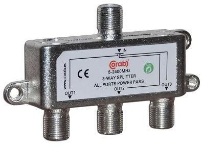 ROZGAŁĘŹNIK-SPLITER 5-2400 Mhz CORAB 3 DROŻNY Z PRZEJŚCIEM NAPIĘCIA CORAB ROZGAŁĘŹNIK-SPLITER 5-2400 Mhz CORAB 3 DROŻNY Z PRZEJŚCIEM NAPIĘCIA CORAB