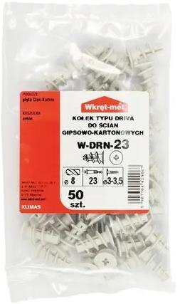 KOŁEK NYLONOWY W-DRN-23 DO MOCOWANIA W PŁYTACH KARTONOWO-GIPSOWYCH TYPU DRIVA 50szt. WOREK WKRĘT-MET KOŁEK NYLONOWY W-DRN-23 DO MOCOWANIA W PŁYTACH KARTONOWO-GIPSOWYCH TYPU DRIVA 50szt. WOREK WKRĘT-MET