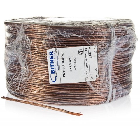 PRZEWÓD GŁOŚNIKOWY BITNER BiTsound PGY-p (TLgY) 2x1mm2 ROLKA 100m. BITNER PRZEWÓD GŁOŚNIKOWY BITNER BiTsound PGY-p (TLgY) 2x1mm2 ROLKA 100m. BITNER