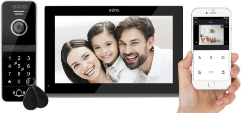 WIDEODOMOFON EURA VDP-97C5 czarny, lcd 7", wi-fi, czytnik zbliżeniowy, Tuya EURA WIDEODOMOFON EURA VDP-97C5 czarny, lcd 7", wi-fi, czytnik zbliżeniowy, Tuya EURA