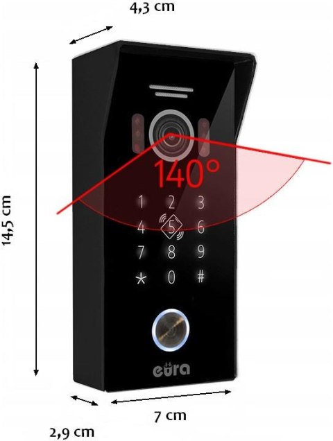 WIDEODOMOFON EURA VDP-99C5 czarny, WiFi, RFID, TUYA EURA WIDEODOMOFON EURA VDP-99C5 czarny, WiFi, RFID, TUYA EURA