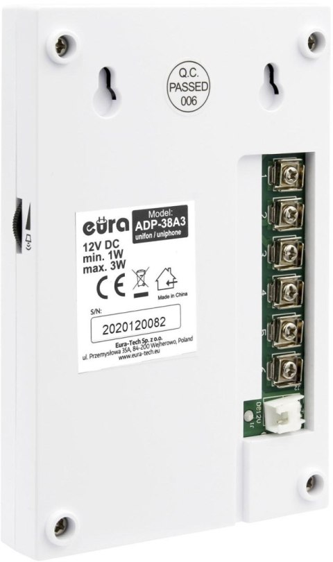 Domofon EURA ADP-38A3 ENTRA bialy EURA Domofon EURA ADP-38A3 ENTRA bialy EURA