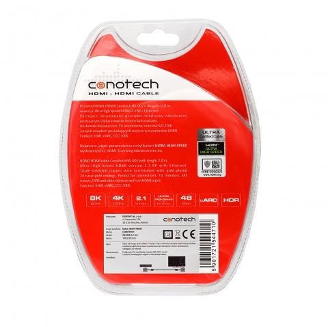 KABEL HDMI Conotech NS-002 ver.2.1 ULTRA HIGH SPEED 8K - 2m CONOTECH KABEL HDMI Conotech NS-002 ver.2.1 ULTRA HIGH SPEED 8K - 2m CONOTECH