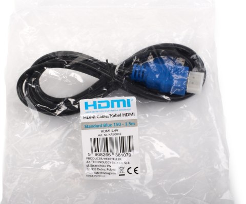 Kabel HDMI-HDMI Opticum Standard Blue 150 - 1.5m (v1.4) OPTICUM Kabel HDMI-HDMI Opticum Standard Blue 150 - 1.5m (v1.4) OPTICUM