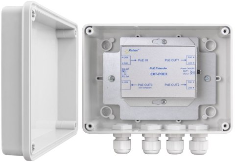 EXTENDER POE PULSAR EXT-POE3H W OBUDOWIE HERMETYCZNEJ DO 3 KAMER IP PULSAR EXTENDER POE PULSAR EXT-POE3H W OBUDOWIE HERMETYCZNEJ DO 3 KAMER IP PULSAR