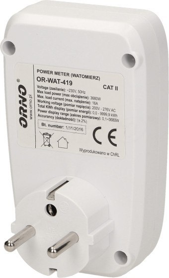 Watomierz z wyświetlaczem LCD OR-WAT-419 ORNO ORNO Watomierz z wyświetlaczem LCD OR-WAT-419 ORNO ORNO