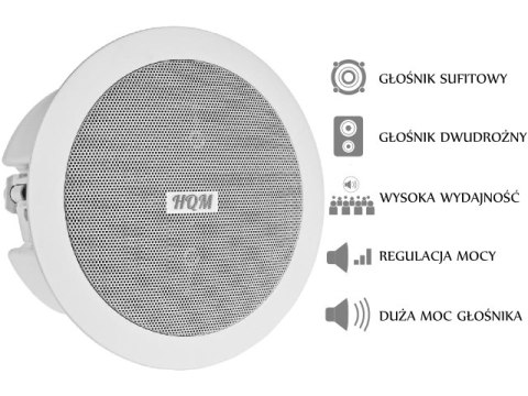 GŁOŚNIK SUFITOWY PA HQM-SOZ1625 16W 100V BIAŁY HQM GŁOŚNIK SUFITOWY PA HQM-SOZ1625 16W 100V BIAŁY HQM