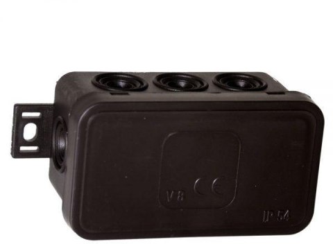 Puszka natynkowa pusta 8 wlotów VIPLAST V8 klik CZARNA IP54 80x45x41mm 038-05 VIPLAST Puszka natynkowa pusta 8 wlotów VIPLAST V8 klik CZARNA IP54 80x45x41mm 038-05 VIPLAST