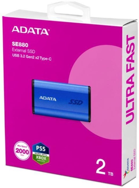 Adata Dysk zewnętrzny SSD SE880 2TB USB3.2A/C Gen2x2 Niebieski ADATA Adata Dysk zewnętrzny SSD SE880 2TB USB3.2A/C Gen2x2 Niebieski ADATA