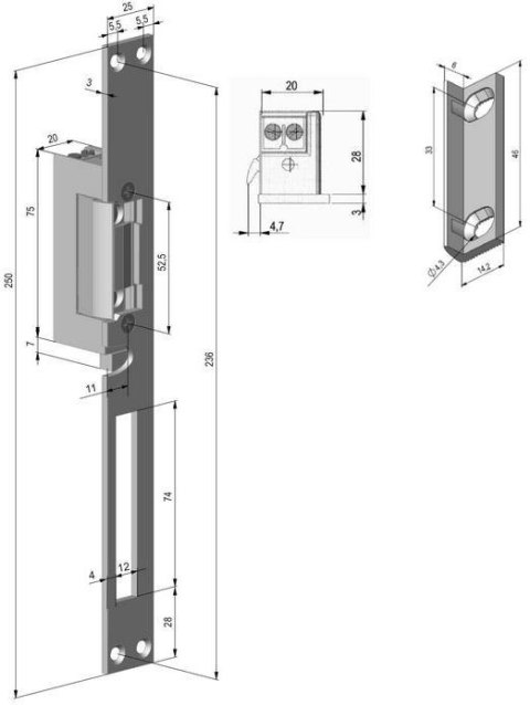 Elektrozaczep symetr.,rewers. z sygnalizacją SCOT ES-S12DC-RS PROFI SCOT Elektrozaczep symetr.,rewers. z sygnalizacją SCOT ES-S12DC-RS PROFI SCOT
