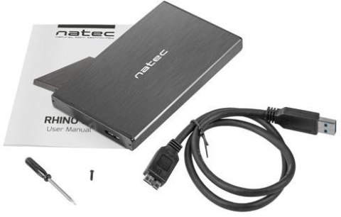 Zewnętrzna obudowa dysku Natec Rhino Go SATA 2.5cala USB 3.0 Czarny NATEC Zewnętrzna obudowa dysku Natec Rhino Go SATA 2.5cala USB 3.0 Czarny NATEC