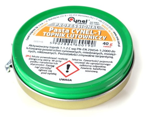 PASTA LUTOWNICZA CYNEL-1 40G DO LUTOWANIA MIĘKKIEGO CYNEL UNIPRESS PASTA LUTOWNICZA CYNEL-1 40G DO LUTOWANIA MIĘKKIEGO CYNEL UNIPRESS