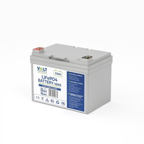 AKUMULATOR VOLT POLSKA LITOWO-ŻELAZOWO-FOSFORANOWY LiFePO4 12V 33Ah 30A VOLT POLSKA AKUMULATOR VOLT POLSKA LITOWO-ŻELAZOWO-FOSFORANOWY LiFePO4 12V 33Ah 30A VOLT POLSKA