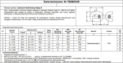 ŁAŃCUCH TECHNICZNY CZARNY 8MM G8 WLL 2T ŁAŃCUCH TECHNICZNY CZARNY 8MM G8 WLL 2T