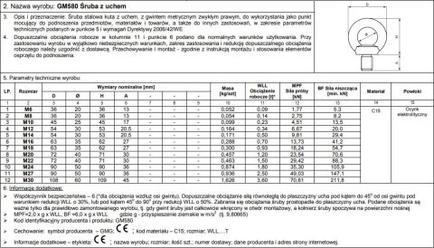 ŚRUBA Z UCHEM OCYNKOWANY DIN580 22MM ŚRUBA Z UCHEM OCYNKOWANY DIN580 22MM