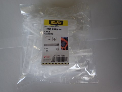 TULEJA SIATKOWA PLASTIKOWA DO ŻYWIC 12*80MM 20SZT TULEJA SIATKOWA PLASTIKOWA DO ŻYWIC 12*80MM 20SZT