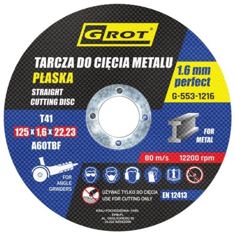 TARCZA PŁASKA T1A 125*1.6*22 KOMPLET 10 SZTUK TARCZA PŁASKA T1A 125*1.6*22 KOMPLET 10 SZTUK